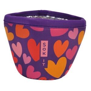 Sok-it Neoprene Pint Ice Cream Container Sleeve Purple Pink Heart Valentine's